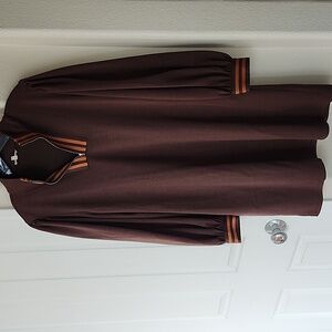 NWOT JODIFL Balloon  Sleeve Stripe Zip Up Track Dress Size S